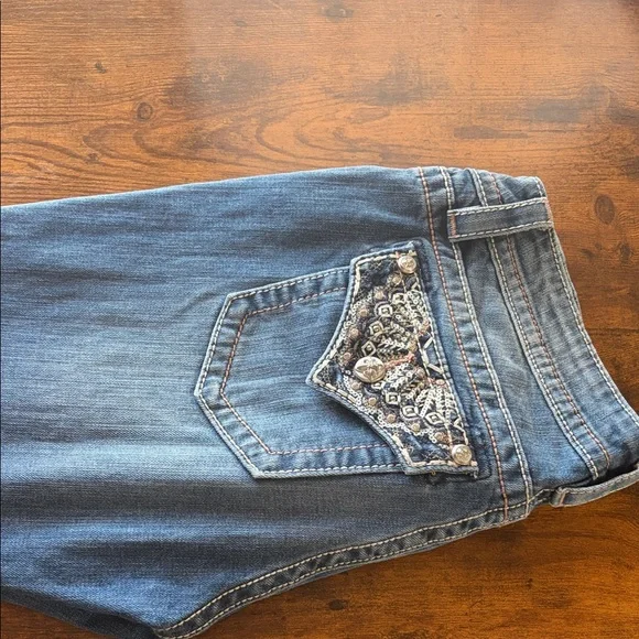 Miss Me Blue Boot Cut Jeans with Embellished Pockets - Picture 2 of 7
